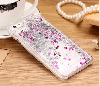 LOVECOM For iPhone 6 6S 7 Plus 4 4S 5 5S SE 5C Phone Cases Glitter Stars Dynamic Liquid Quicksand PC Hard Back Cover Capa Shell