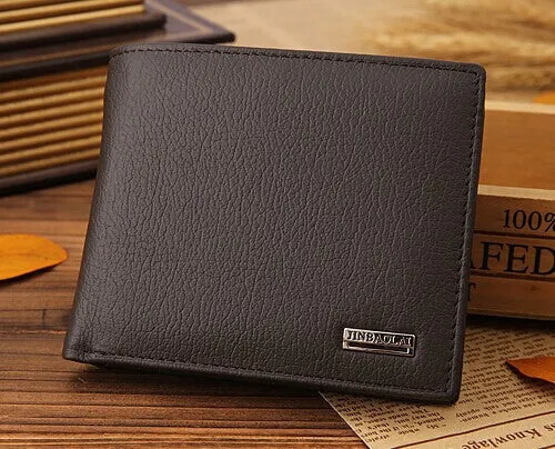 Luxury 100% Genuine Leather Wallet Fashion Short Bifold Men Wallet Casual Soild Men Wallets With Coin Pocket Purse Male Wallet