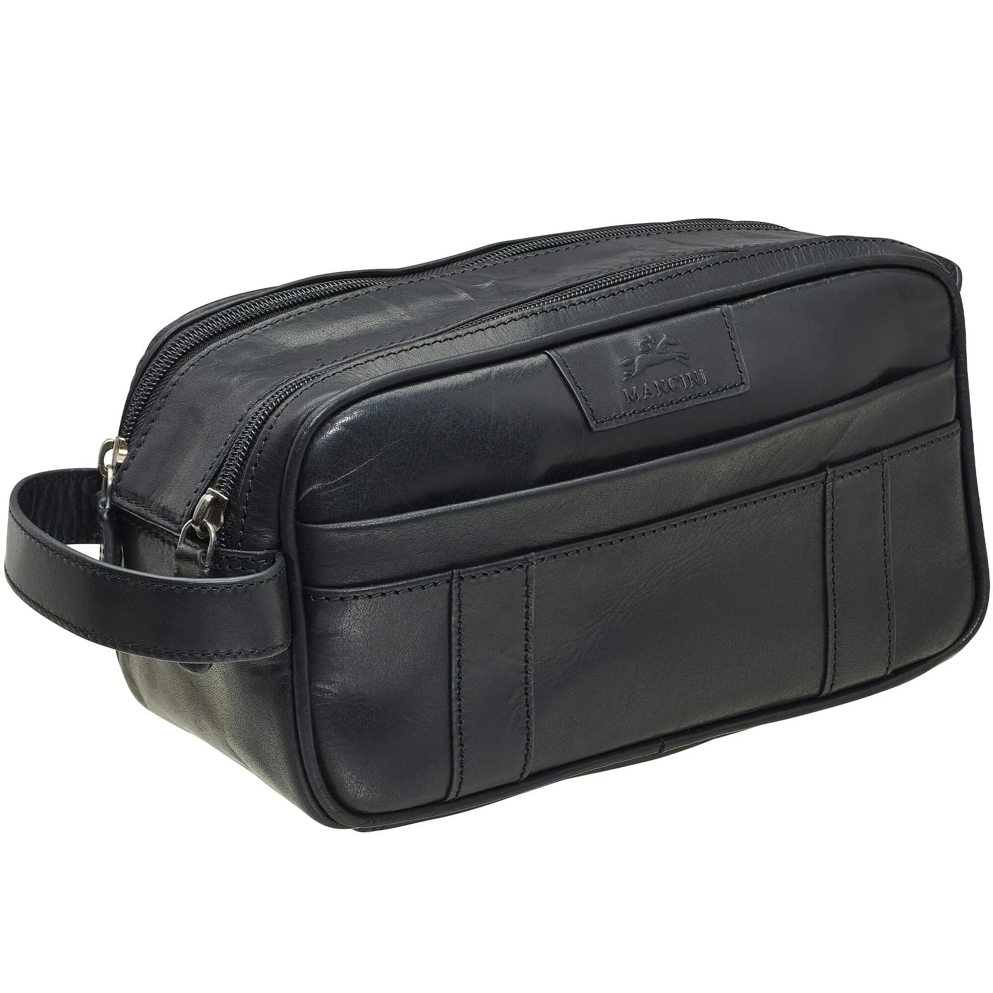 Mancini Buffalo Dual Top Zipper Toiletry Bag