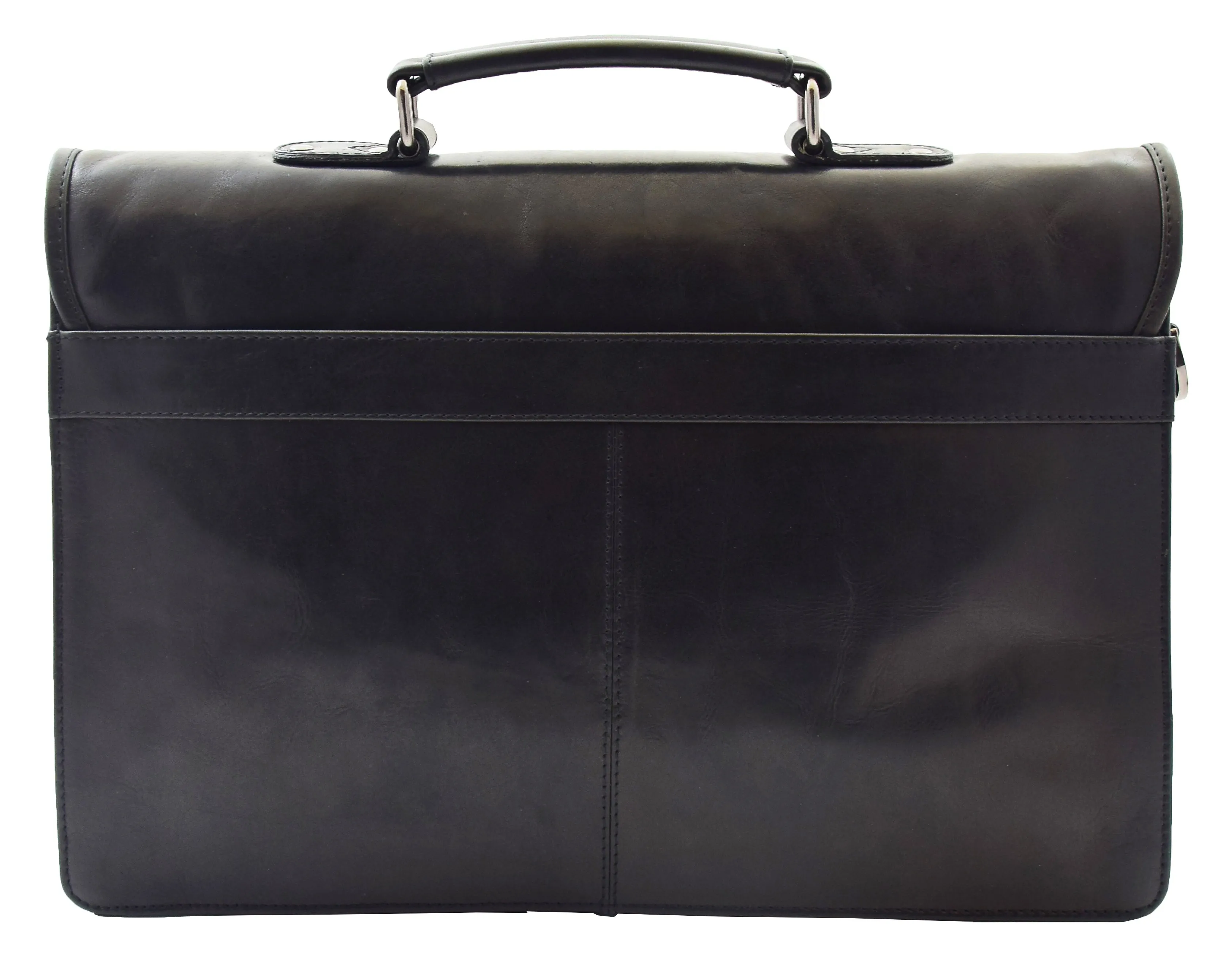 Mens Leather Slimline Briefcase Black Shoulder Office Bag David