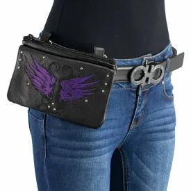 Milwaukee Leather MP8850 Ladies Leather 'Winged' Black and Purple