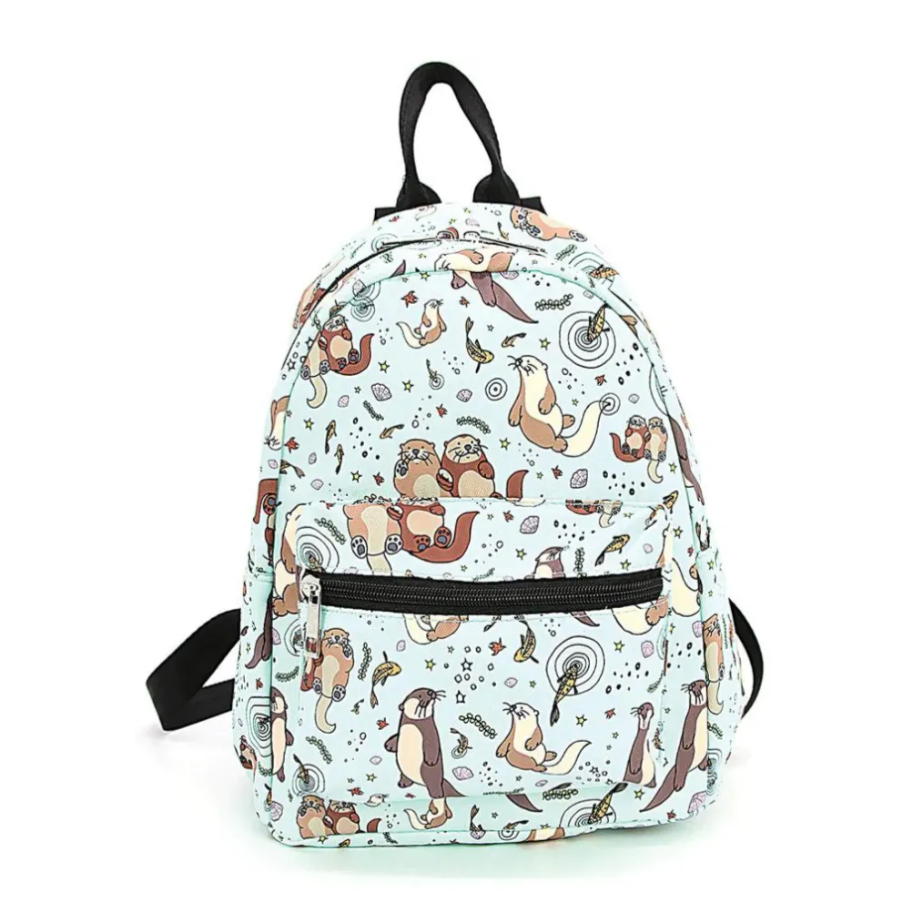 Mini Teal Backpack - Adorable Otters