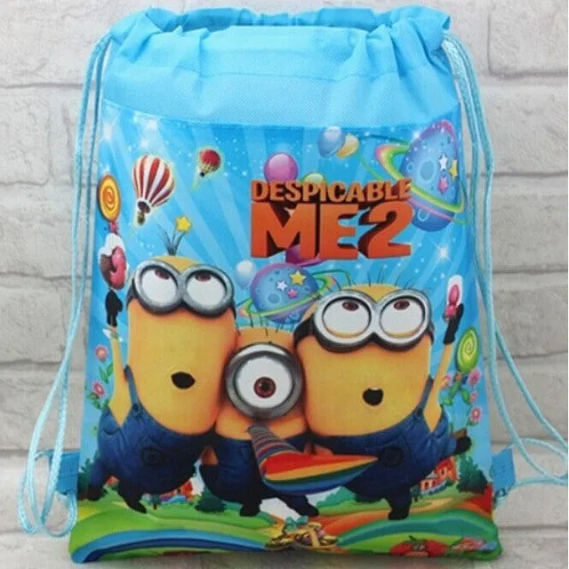 minion backpack gmy pouch non-woven string shoe shopping bag shourlder school bag for boys and girls kids birthday party gifts