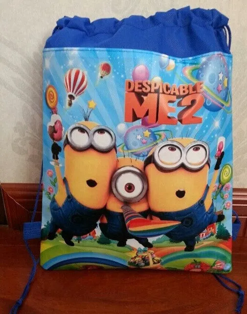 minion backpack gmy pouch non-woven string shoe shopping bag shourlder school bag for boys and girls kids birthday party gifts