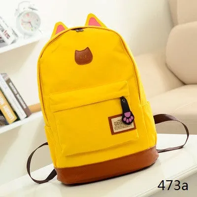 Miyahouse Canvas Backpack Women Casual School Backpacks For Teenage Girls Cartoon Women Bag Cute Cat Ear Children Backpack