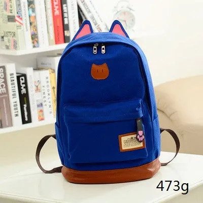 Miyahouse Canvas Backpack Women Casual School Backpacks For Teenage Girls Cartoon Women Bag Cute Cat Ear Children Backpack