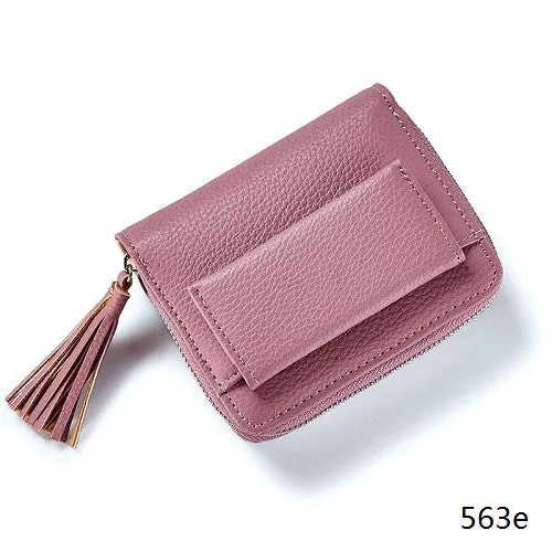 Miyahouse Women Mini Wallets Female Tassel Pendant Short Money Wallets PU Leather Lady Zipper Coin Purses Fashion Card Holders