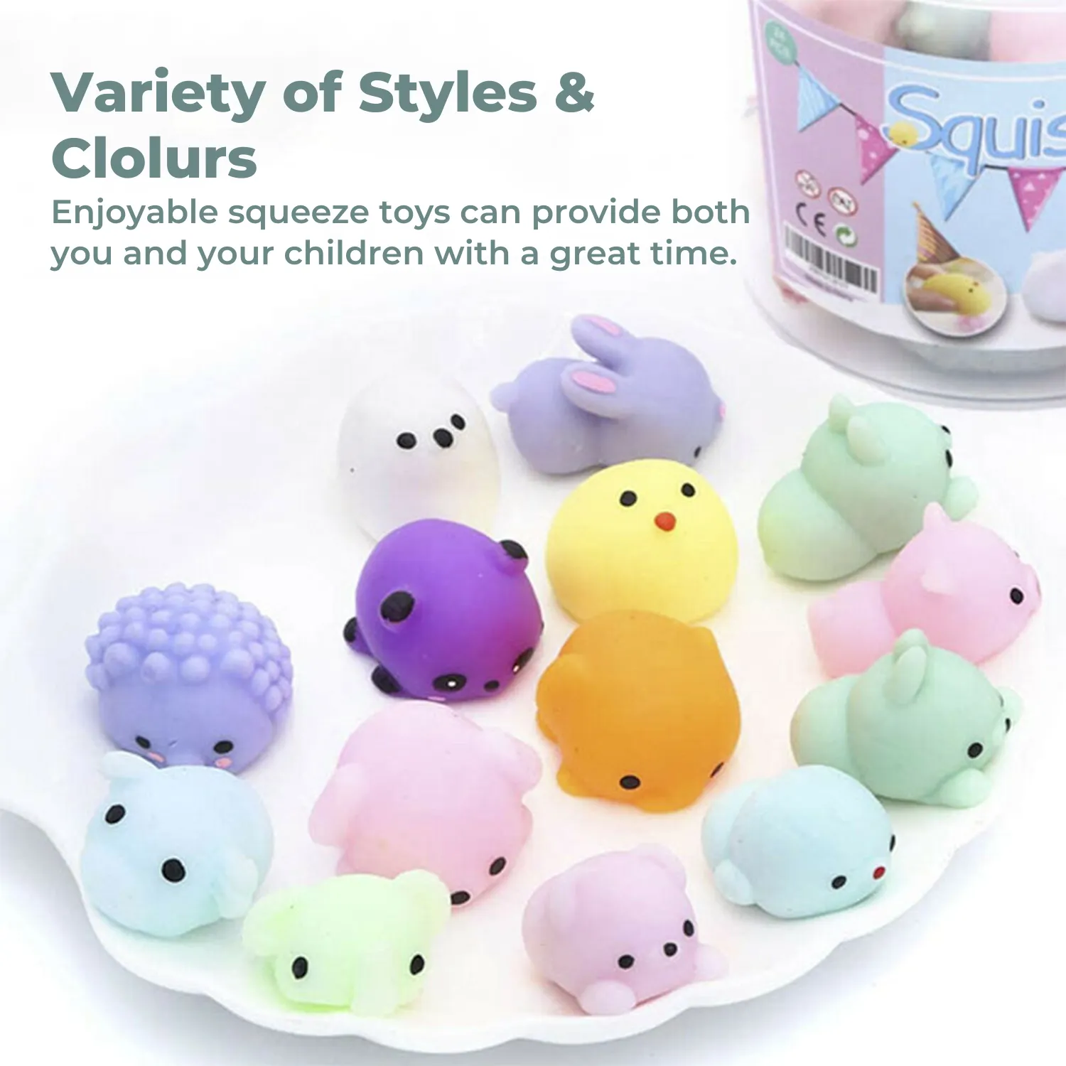 Multicolor Mochi Squishy Toy Set 64pcs with Storage Box - GOMINIMO