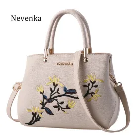 Nevenka Women Bag Zipper Embroidery Handbag Flower Bag Floral Tote Ladies Evening Strap Bags Colorful Female Messenger Bags Sac