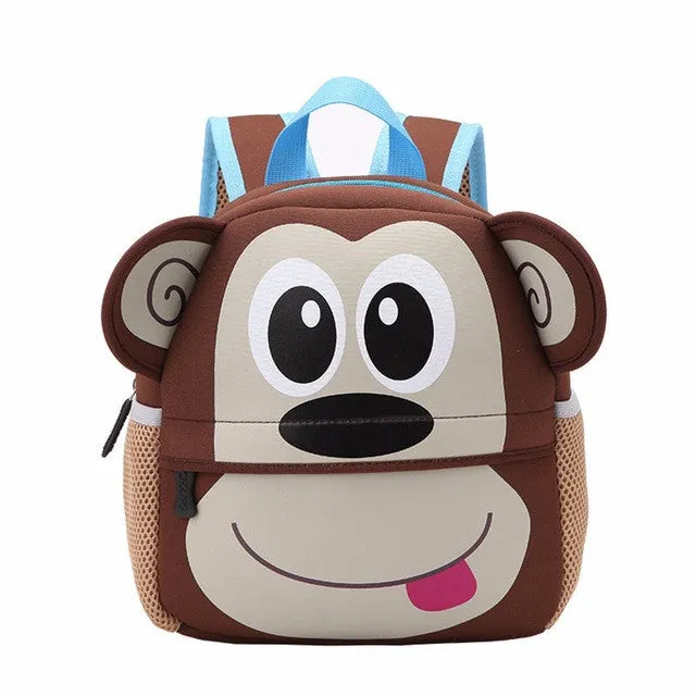 New 3D Cute Animal Design Backpack Kids School Bags For Teenage Girls Boys Cartoon Dog Monkey Shaped Children Backpacks Big Size