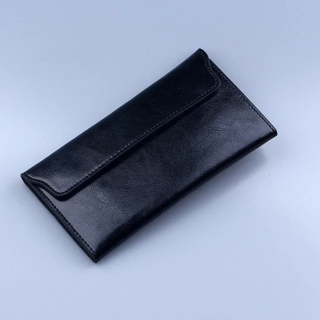 NIGEDU Brand Genuine Leather Women Wallet Long thin Purse Cowhide multiple Cards Holder Clutch bag Fashion Standard Wallet