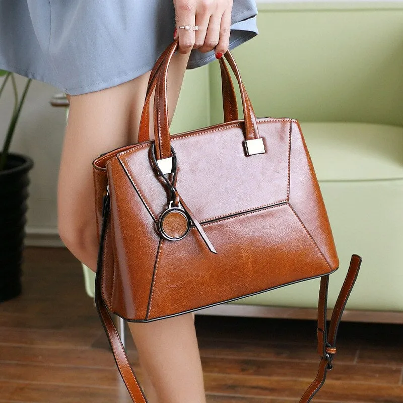 Oil Wax Cowhide Cross body Handbag