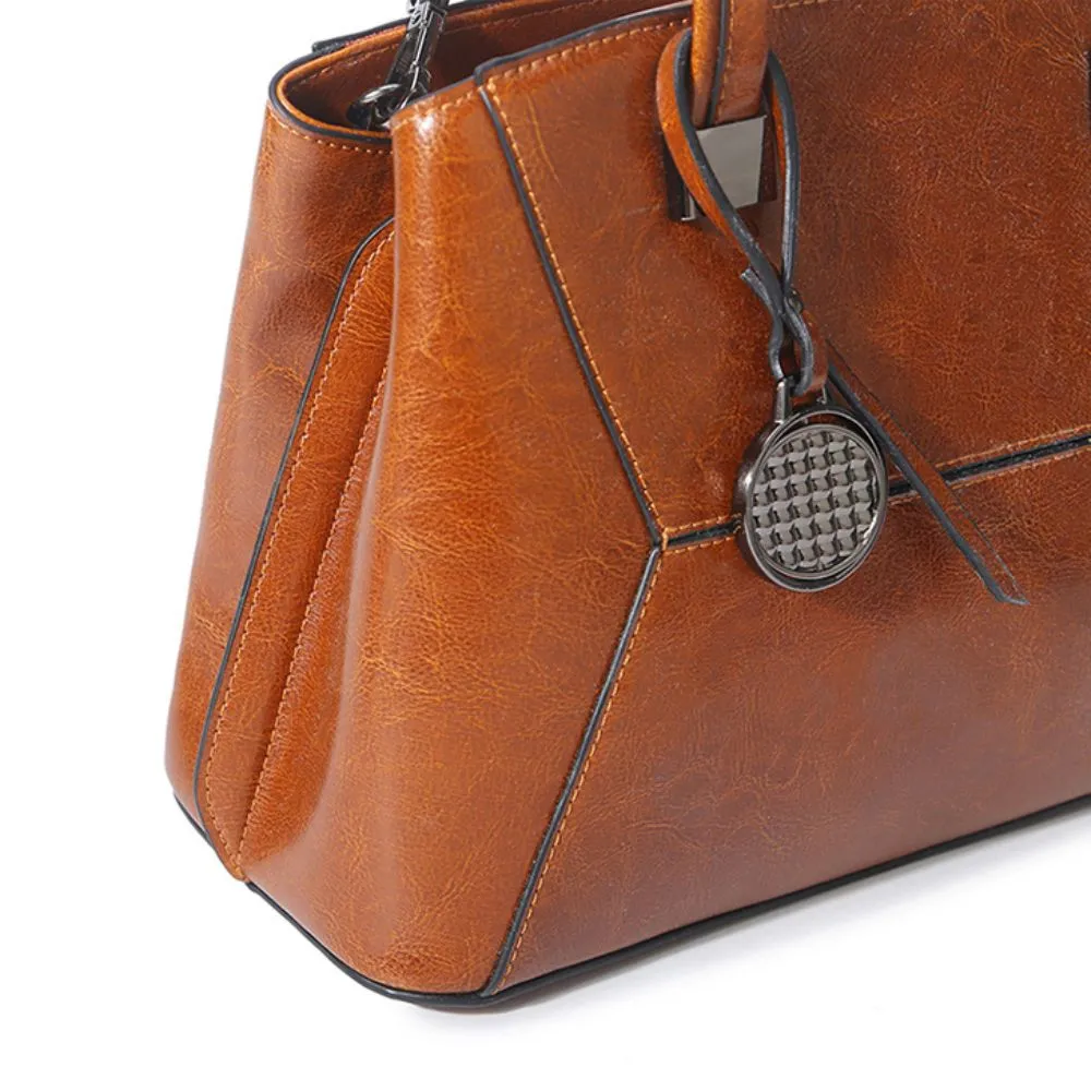 Oil Wax Cowhide Cross body Handbag