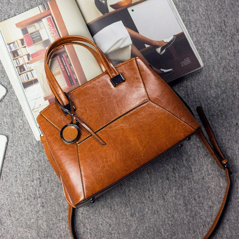 Oil Wax Cowhide Cross body Handbag