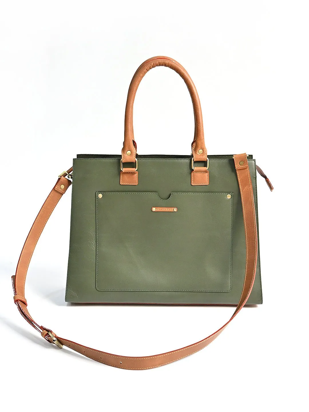 OLIVIA - LEATHER LAPTOP BAG  WITH LEATHER STRAP