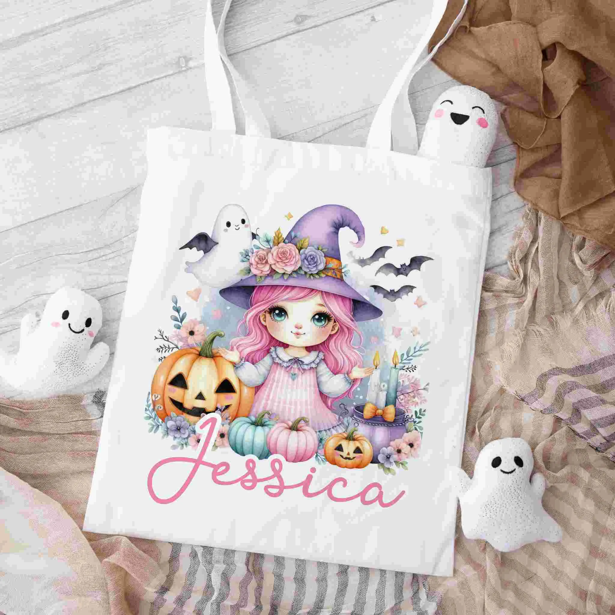 Personalised Children's Halloween Trick or Treat Bag – Customised Candy Tote for Spooky Fun