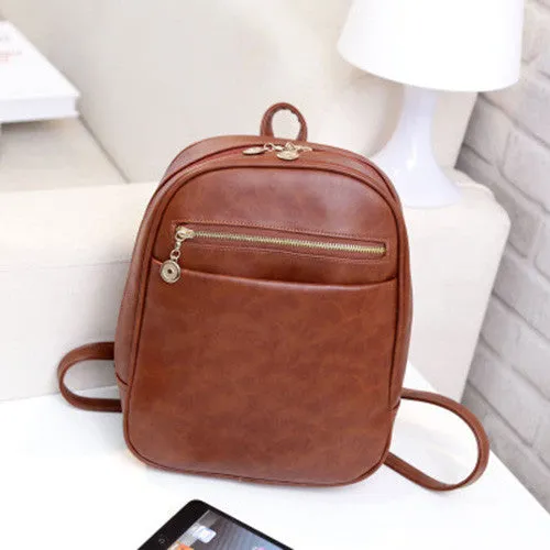 RU&BR Preppy Style Leather Backpacks Hot Sale Women Shopping Clutch Designer Fresh Casual Girls Backpacks Candy Shoulders Bags