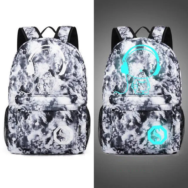 Senkey style Men's Backpack Anime Starry sky Luminous Printing Teenagers Casual Mochila Men Women's Student Cartoon School Bags