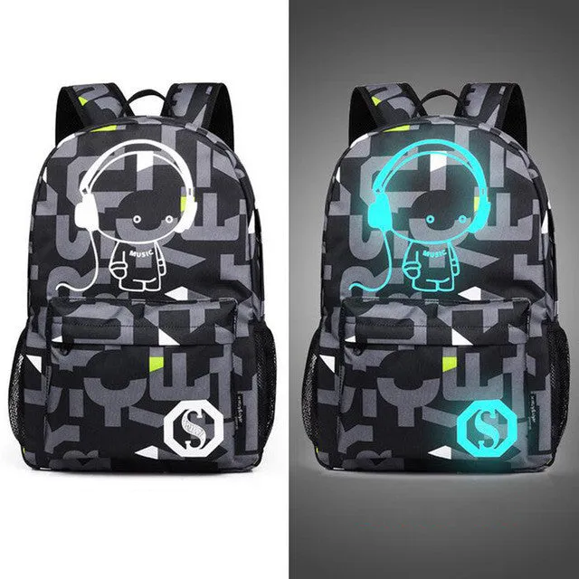 Senkey style Men's Backpack Anime Starry sky Luminous Printing Teenagers Casual Mochila Men Women's Student Cartoon School Bags