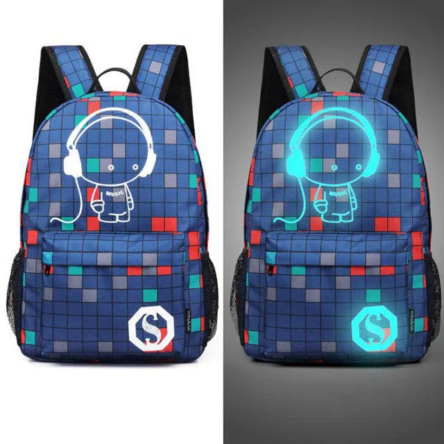 Senkey style Men's Backpack Anime Starry sky Luminous Printing Teenagers Casual Mochila Men Women's Student Cartoon School Bags