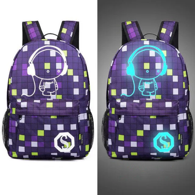 Senkey style Men's Backpack Anime Starry sky Luminous Printing Teenagers Casual Mochila Men Women's Student Cartoon School Bags