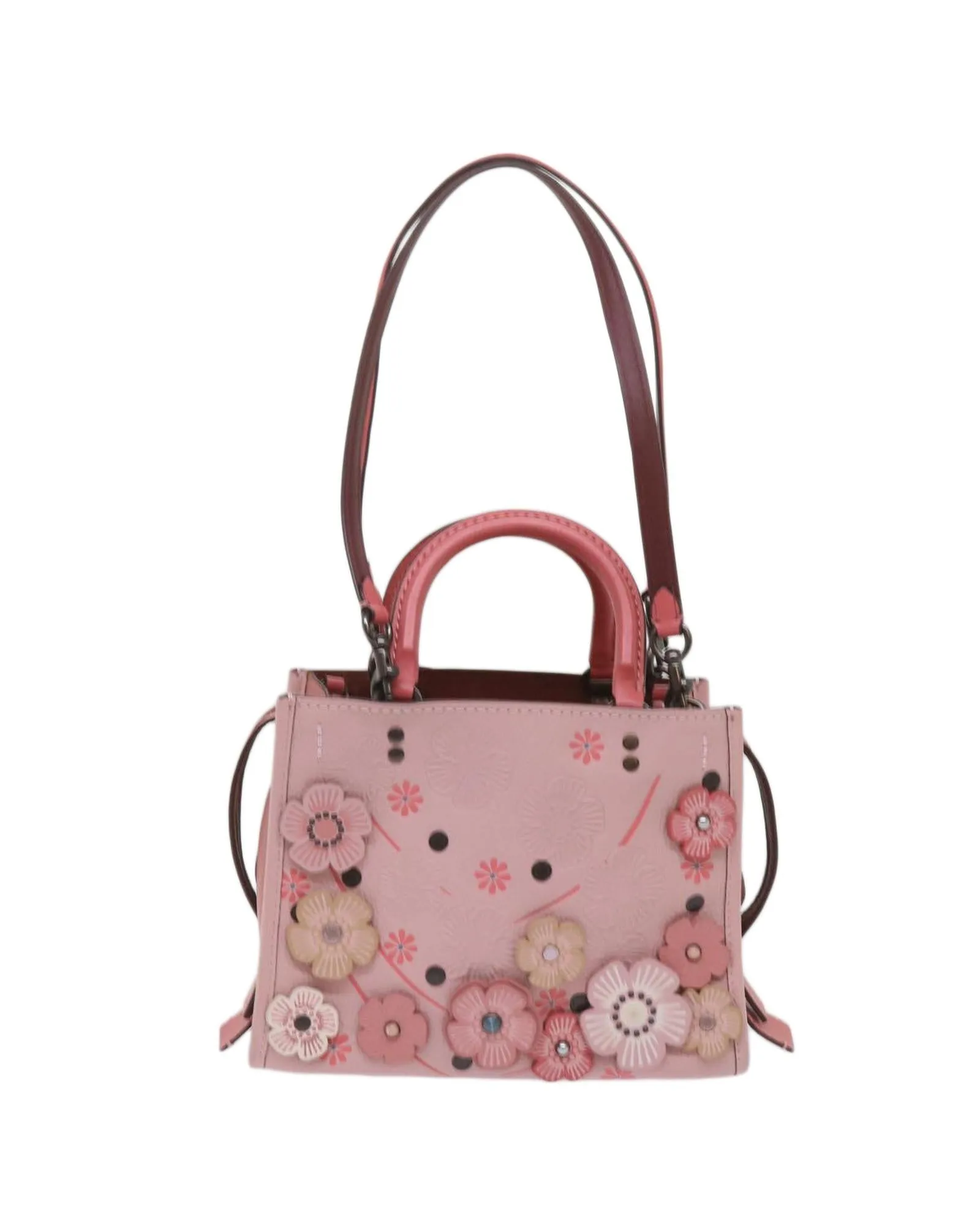 Tea Rose Applique Leather Rogue Bag