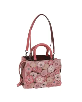 Tea Rose Applique Leather Rogue Bag