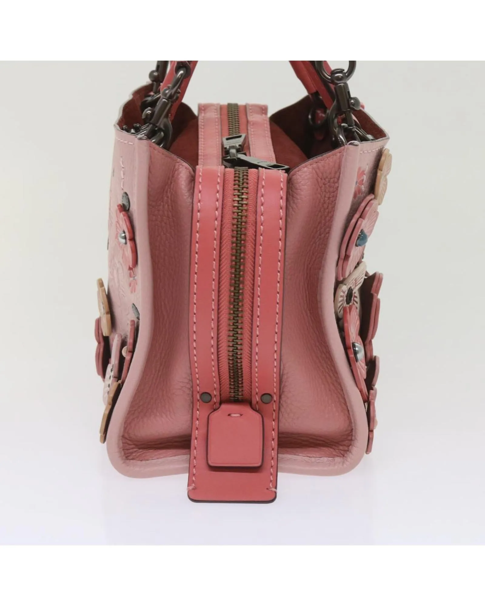 Tea Rose Applique Leather Rogue Bag