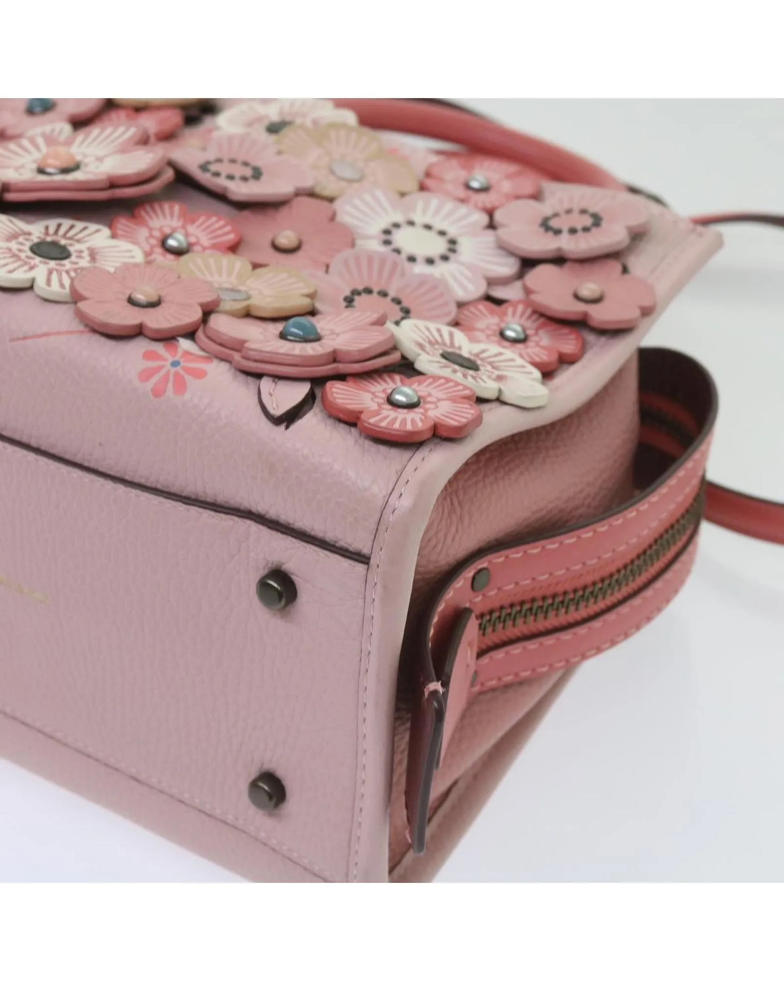 Tea Rose Applique Leather Rogue Bag