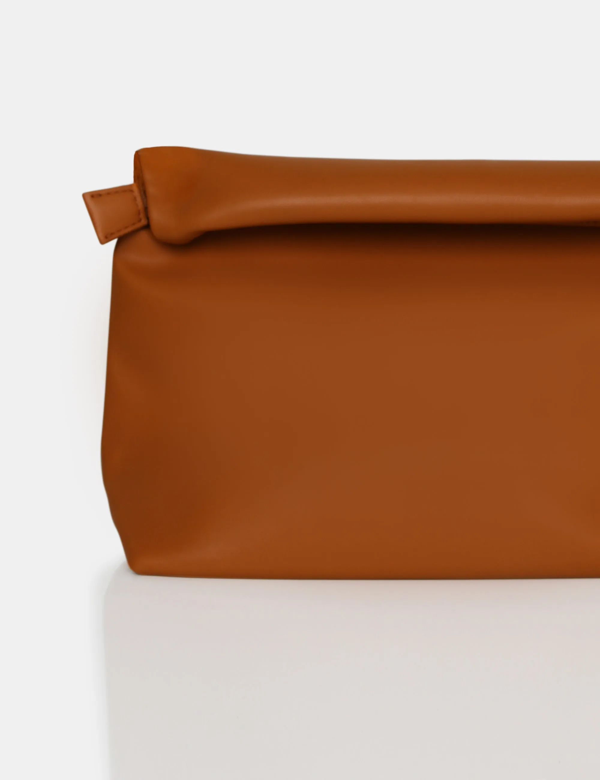 The Aria Caramel Folded Detail Clutch Bag