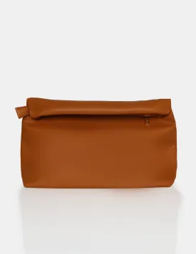 The Aria Caramel Folded Detail Clutch Bag