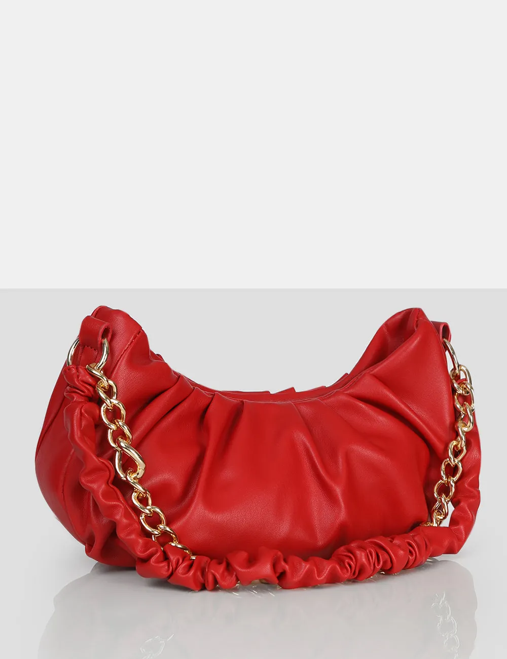 The Livy Red Grain Pu Chain Shoulder Bag