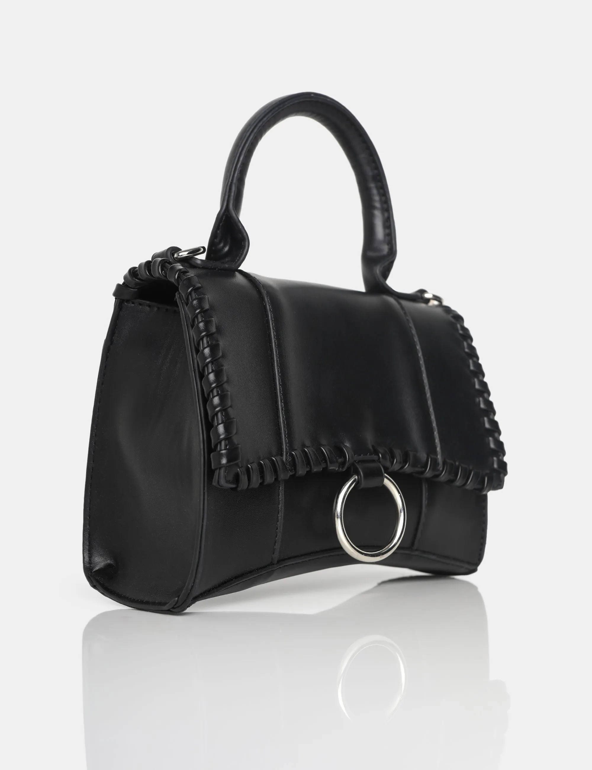 The Roxi Black Plaited Edge Mini Handbag