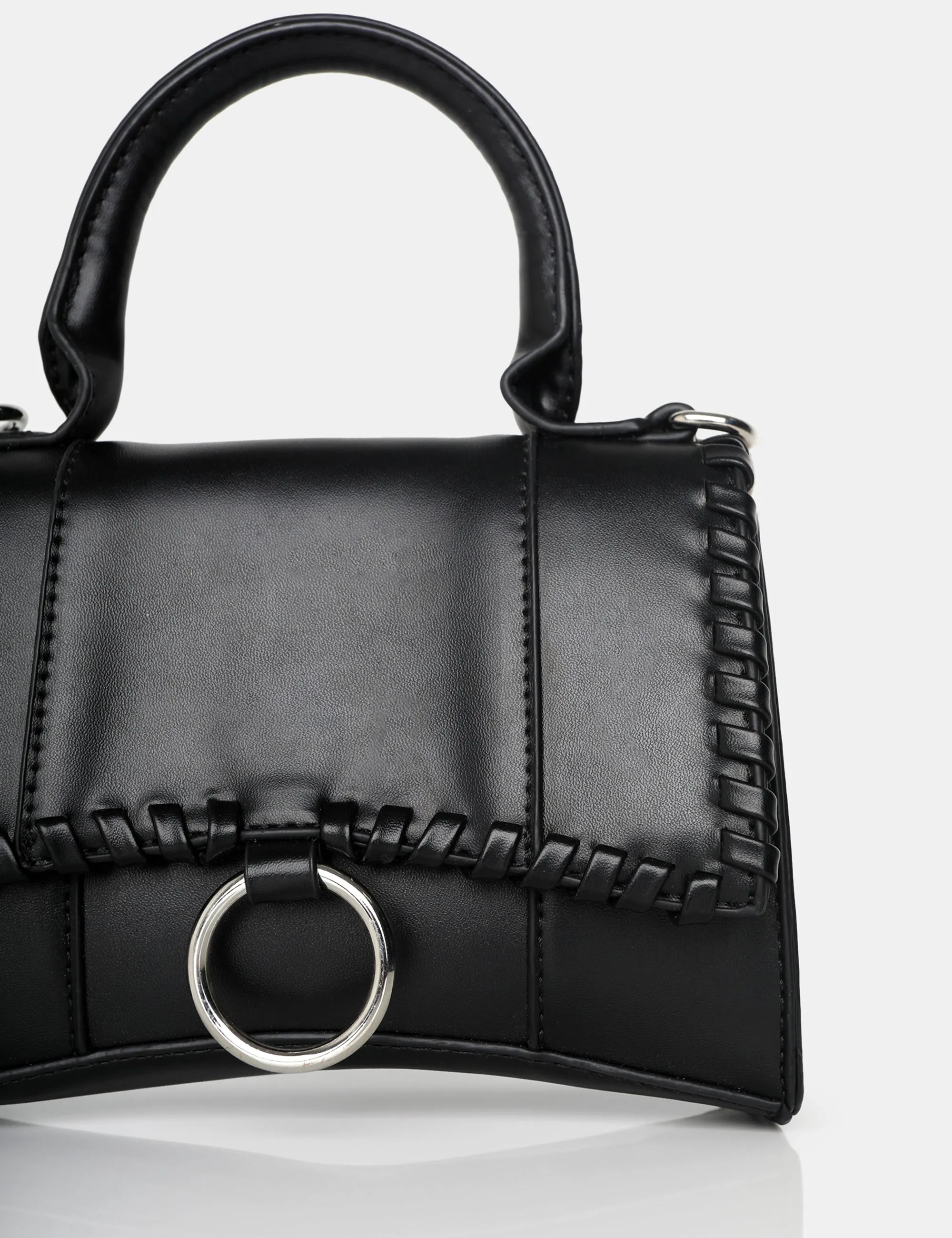 The Roxi Black Plaited Edge Mini Handbag