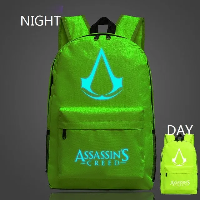 VEEVANV 2016 New Design Assassins Creed Backpacks Luminous 5 Colors Backpack Canvas Printing School Bags For Teenagers Backpack