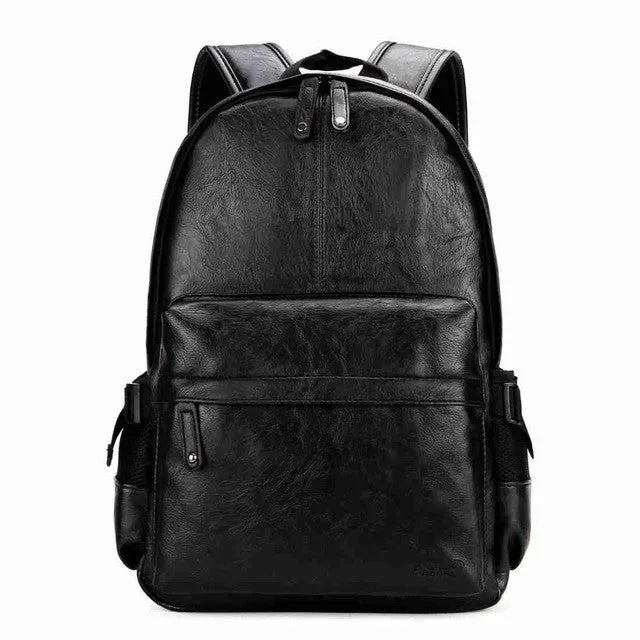 VICUNA POLO Famous Brand Preppy Style Leather School Backpack Bag For College Simple Design Men Casual Daypacks mochila male New