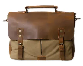 Vintage Canvas Satchel Messenger Bag for Men - Khaki