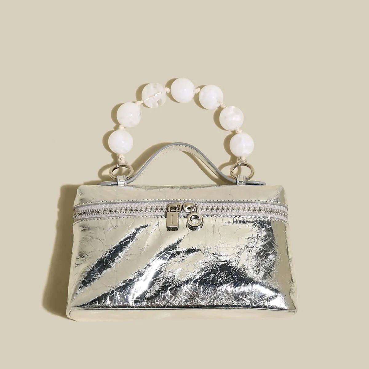 Vintage Vanity Shoulder Bag with Resin Bead Strap