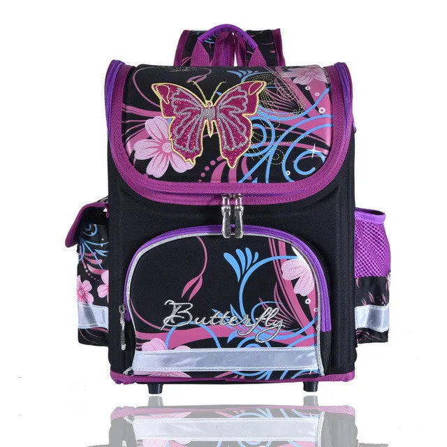 wenjie brother Kids butterfly Schoolbag Backpack EVA Folded Orthopedic Children School Bags For Boys and girls Mochila Infantil