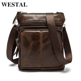 WESTAL Genuine Leather bag male cowhide men Bags flap men Shoulder Crossbody bags Handbags Messenger Woman Leather bag M701