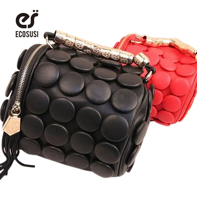 women messenger bag fashion women  leather handbag multifunctional stereoscopic shoulder bags with tassel dot women handbag