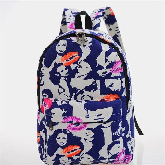 women printing backpacks  backpack for women and men rucksack fashion canvas bags retro casual school bags travel bags