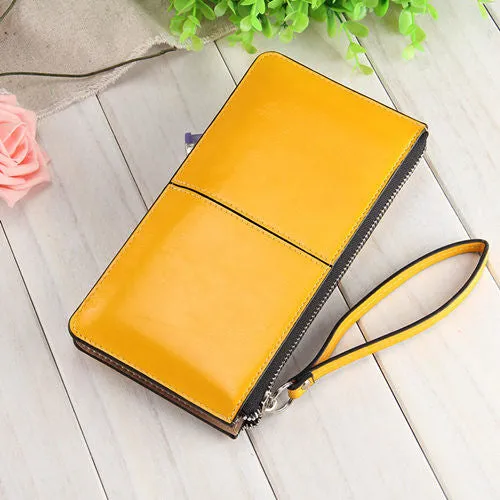 Women Wallets Candy Oil Leather Wallet Long Design Day Clutch Casual Lady Cash Purse Women Hand Bag Carteira Feminina HQB1673