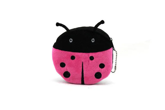 YIYOHI 2016 Hot Sale Kawaii Cartoon Beetles/Owl / BeesChildren Plush Coin Purse Zip Change Purse Wallet Kids Girl Women For Gift